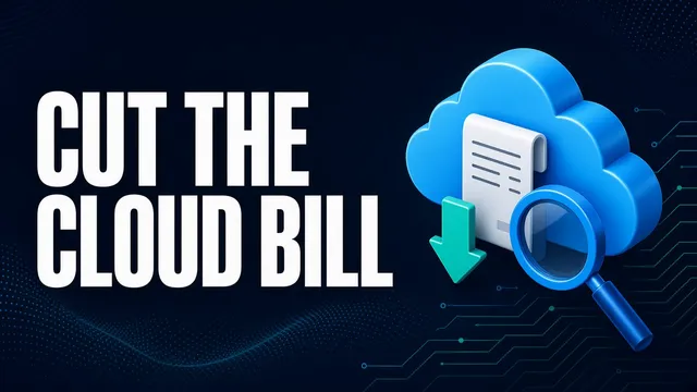 Flat vector header with a cloud, a receipt, and the headline Cut the Cloud Bill