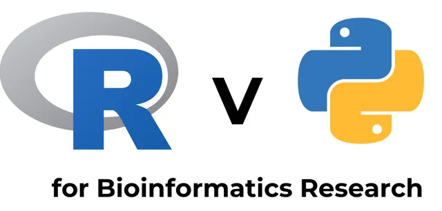 R and Python logos side by side, representing the choice between programming languages for bioinformatics